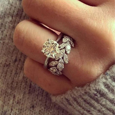 Enchanting Leaf Crystal Ring Set-Your Soul Place